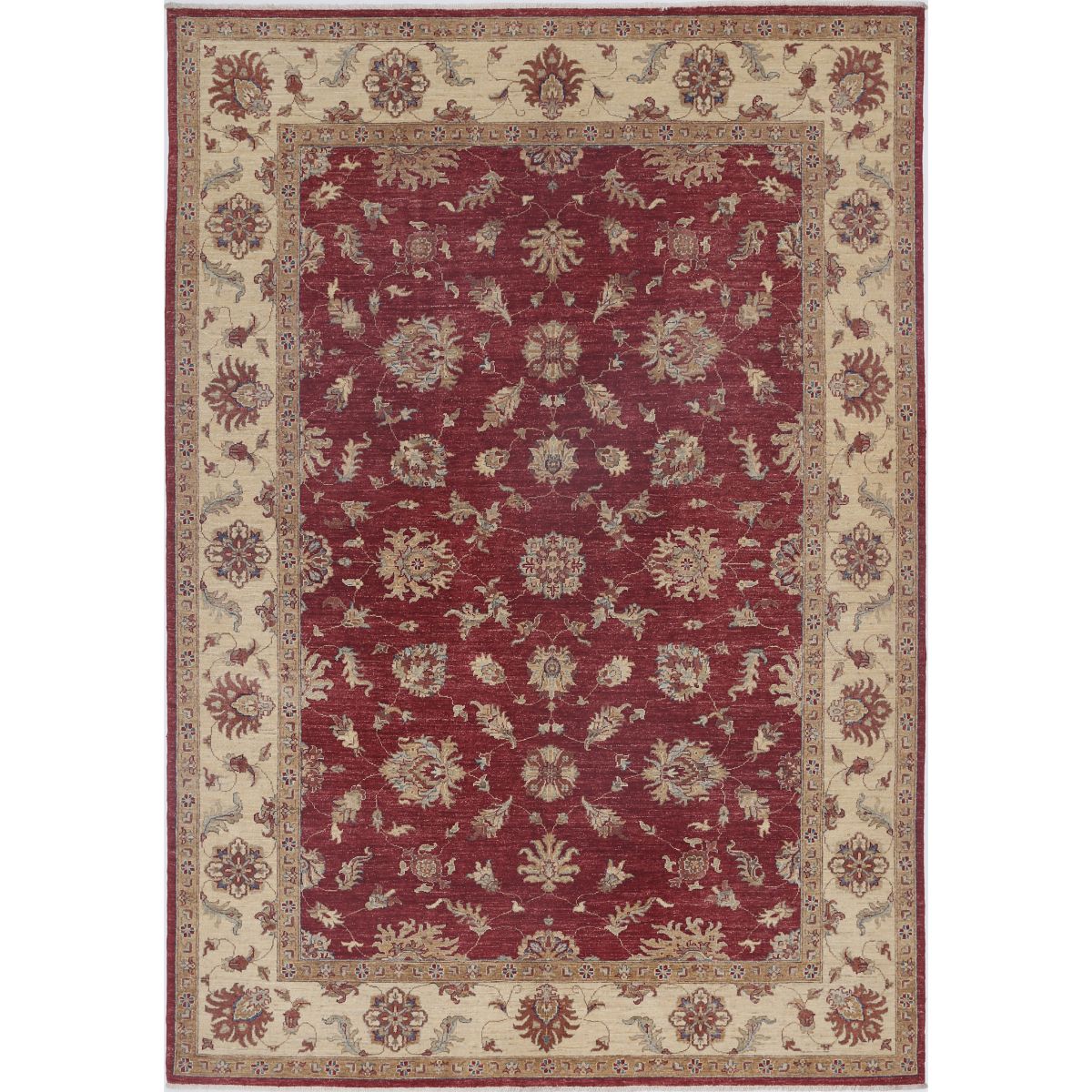 Ziegler Collection Hand Knotted Red 6'8" X 9'8" Rectangle Farhan Design Wool Rug