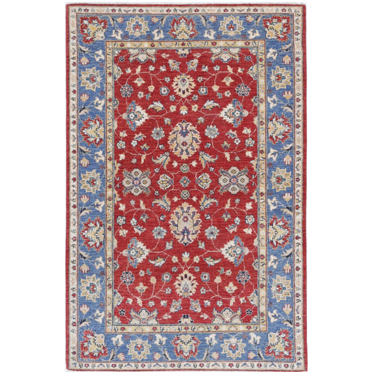 Ziegler Collection Hand Knotted Red 5'10" X 7'6" Rectangle Farhan Design Wool Rug
