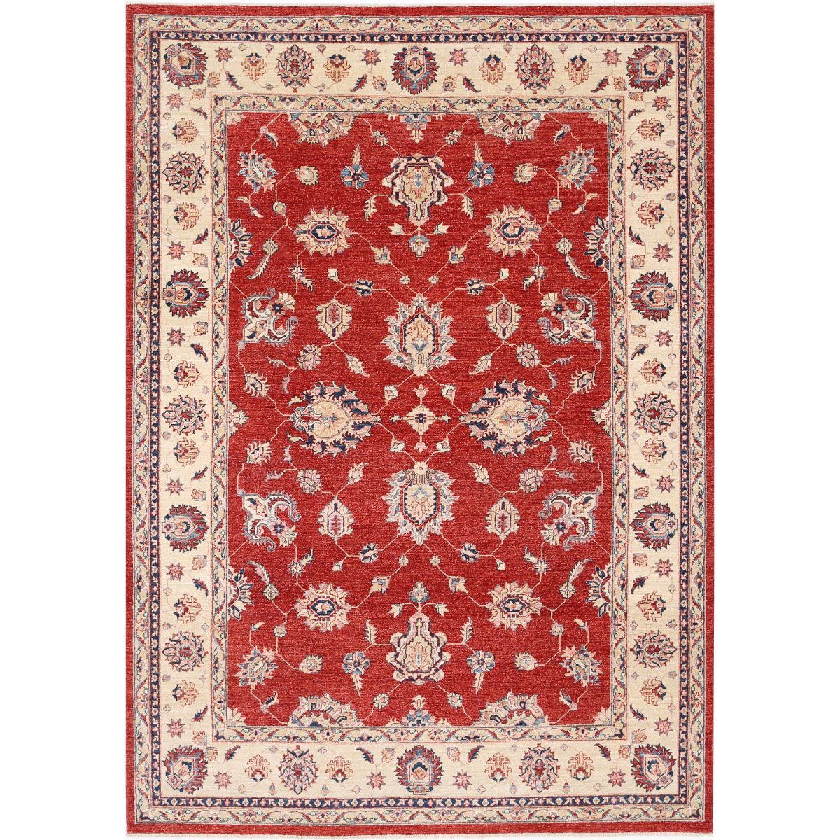 Ziegler Collection Hand Knotted Red 7'11" X 11'3" Rectangle Farhan Design Wool Rug