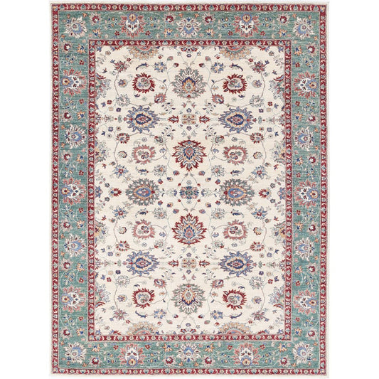 Ziegler Collection Hand Knotted Ivory 6'11" X 9'2" Rectangle Farhan Design Wool Rug