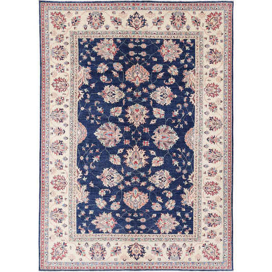 Ziegler Collection Hand Knotted Blue 6'10" X 9'9" Rectangle Farhan Design Wool Rug