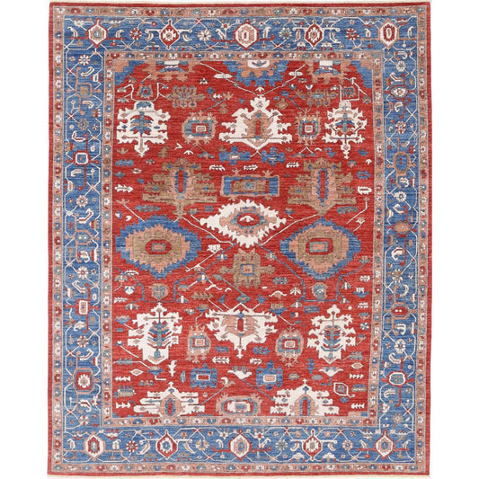 Ziegler Collection Hand Knotted Red 8'2" X 10'2" Rectangle Farhan Design Wool Rug
