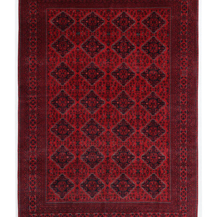 Afghan 8' 2" X 11' 3" Hand Knotted Wool Rug 8' 2" X 11' 3" (249 X 343) / Red / Wool