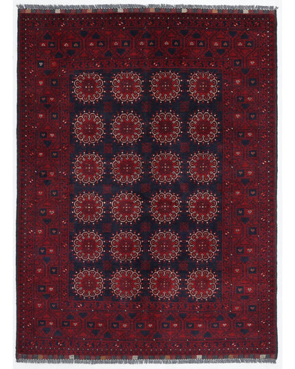 Afghan 4' 11" X 6' 6" Hand Knotted Wool Rug 4' 11" X 6' 6" (150 X 198) / Blue / Wool