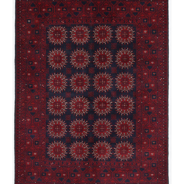 Afghan 4' 11" X 6' 6" Hand Knotted Wool Rug 4' 11" X 6' 6" (150 X 198) / Blue / Wool