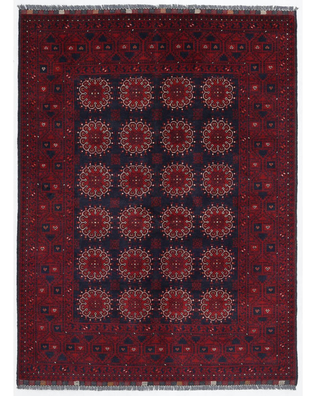 Afghan 4' 11" X 6' 6" Hand Knotted Wool Rug 4' 11" X 6' 6" (150 X 198) / Blue / Wool