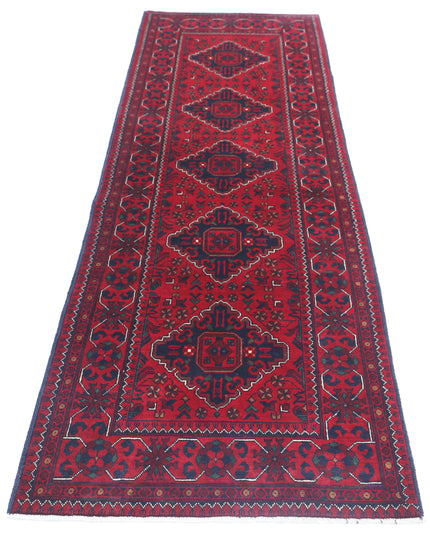 Afghan 2' 8" X 9' 3" Hand Knotted Wool Rug 2' 8" X 9' 3" (81 X 282) / Red / Wool