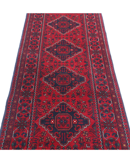 Afghan 2' 8" X 9' 3" Hand Knotted Wool Rug 2' 8" X 9' 3" (81 X 282) / Red / Wool