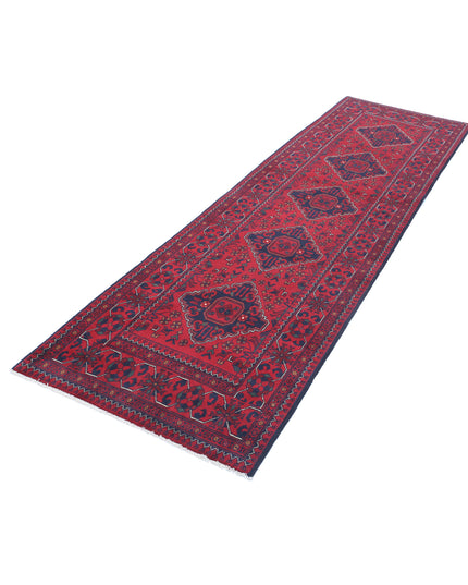 Afghan 2' 8" X 9' 3" Hand Knotted Wool Rug 2' 8" X 9' 3" (81 X 282) / Red / Wool