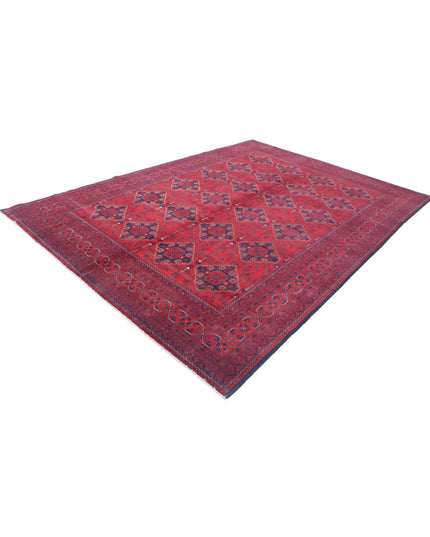 Afghan 8' 0" X 11' 3" Hand Knotted Wool Rug 8' 0" X 11' 3" (244 X 343) / Red / Wool