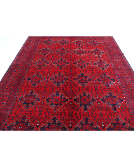 Afghan 8' 0" X 11' 3" Hand Knotted Wool Rug 8' 0" X 11' 3" (244 X 343) / Red / Wool