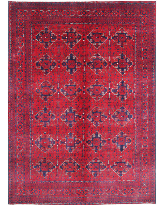 Afghan 8' 0" X 11' 3" Hand Knotted Wool Rug 8' 0" X 11' 3" (244 X 343) / Red / Wool