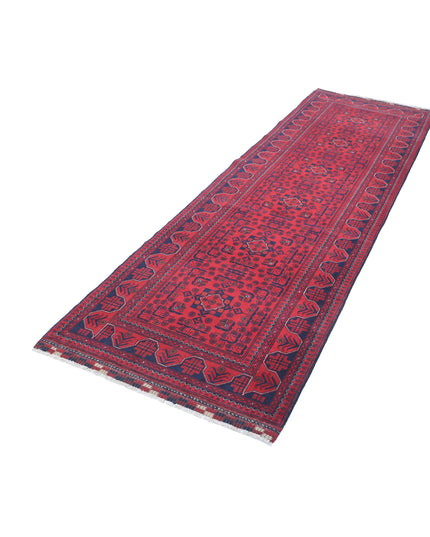 Afghan 3' 0" X 9' 10" Hand Knotted Wool Rug 3' 0" X 9' 10" (91 X 300) / Red / Wool