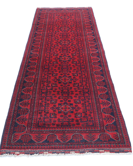 Afghan 3' 0" X 9' 10" Hand Knotted Wool Rug 3' 0" X 9' 10" (91 X 300) / Red / Wool