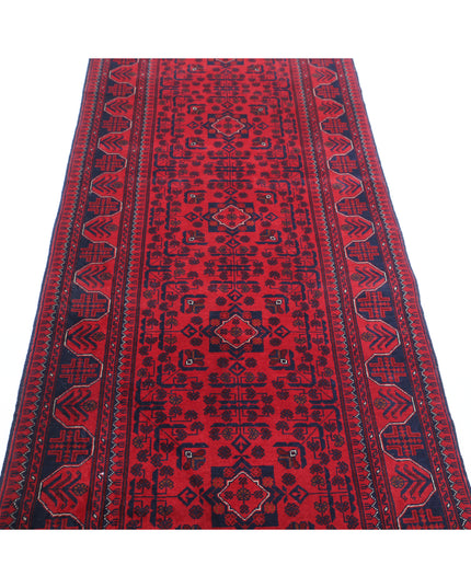 Afghan 3' 0" X 9' 10" Hand Knotted Wool Rug 3' 0" X 9' 10" (91 X 300) / Red / Wool