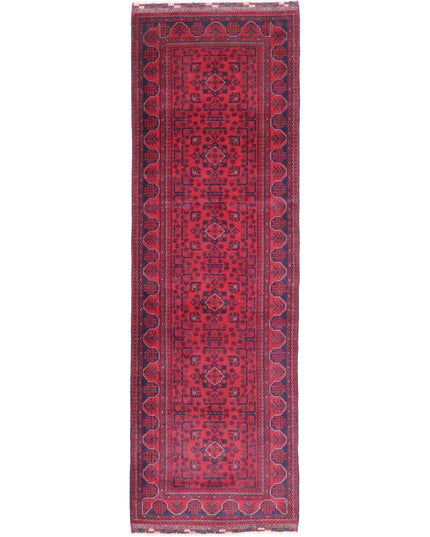 Afghan 3' 0" X 9' 10" Hand Knotted Wool Rug 3' 0" X 9' 10" (91 X 300) / Red / Wool