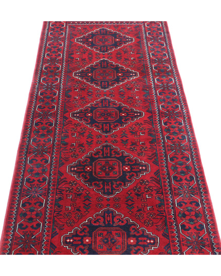 Afghan 2' 6" X 9' 0" Hand Knotted Wool Rug 2' 6" X 9' 0" (76 X 274) / Red / Wool