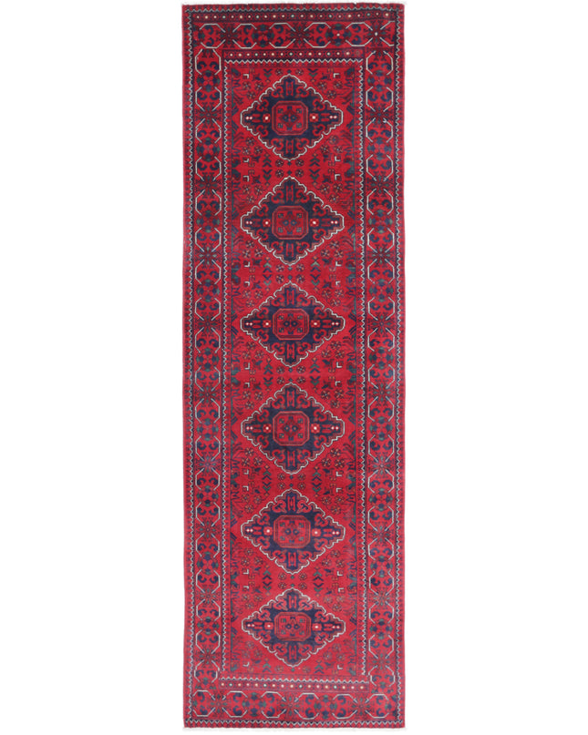 Afghan 2' 6" X 9' 0" Hand Knotted Wool Rug 2' 6" X 9' 0" (76 X 274) / Red / Wool