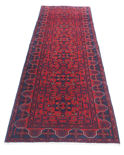 Afghan 2' 8" X 9' 6" Hand Knotted Wool Rug 2' 8" X 9' 6" (81 X 290) / Red / Wool