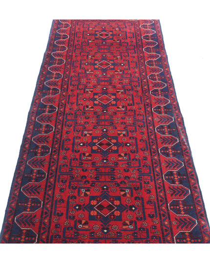 Afghan 2' 8" X 9' 6" Hand Knotted Wool Rug 2' 8" X 9' 6" (81 X 290) / Red / Wool