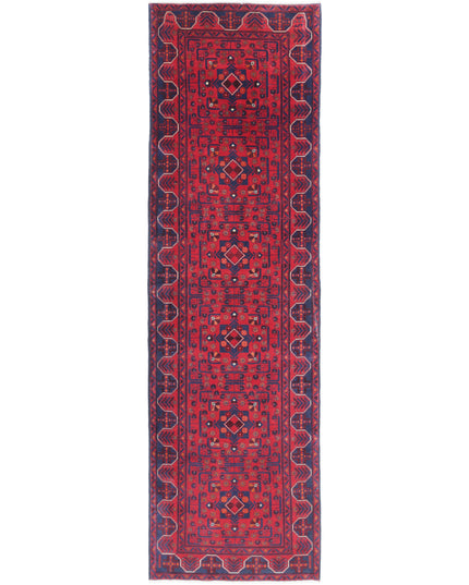 Afghan 2' 8" X 9' 6" Hand Knotted Wool Rug 2' 8" X 9' 6" (81 X 290) / Red / Wool