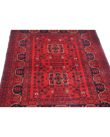 Afghan 3' 4" X 4' 9" Hand Knotted Wool Rug 3' 4" X 4' 9" (101 X 145) / Red / Wool