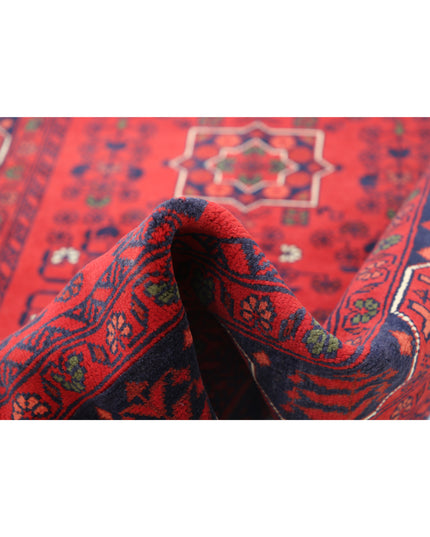 Afghan 3' 4" X 4' 9" Hand Knotted Wool Rug 3' 4" X 4' 9" (101 X 145) / Red / Wool