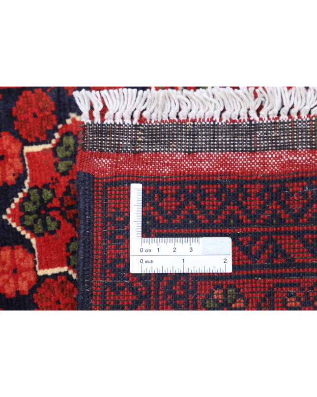 Afghan 3' 4" X 4' 9" Hand Knotted Wool Rug 3' 4" X 4' 9" (101 X 145) / Red / Wool