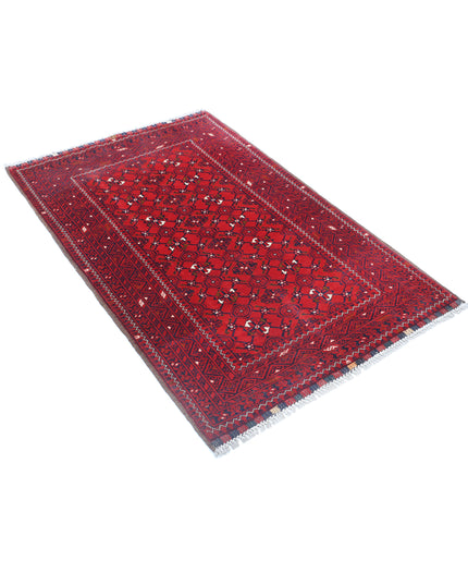 Afghan 3' 1" X 4' 9" Hand Knotted Wool Rug 3' 1" X 4' 9" (94 X 145) / Red / Wool
