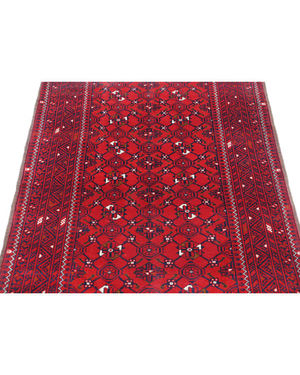 Afghan 3' 1" X 4' 9" Hand Knotted Wool Rug 3' 1" X 4' 9" (94 X 145) / Red / Wool