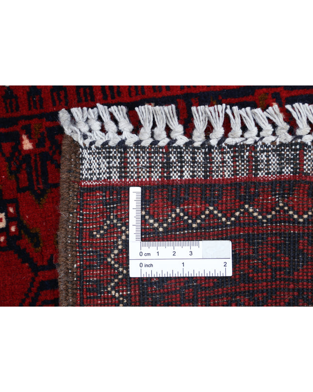 Afghan 3' 1" X 4' 9" Hand Knotted Wool Rug 3' 1" X 4' 9" (94 X 145) / Red / Wool