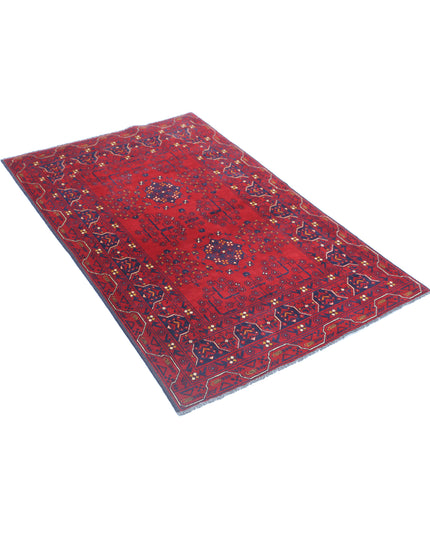 Afghan 3' 0" X 4' 7" Hand Knotted Wool Rug 3' 0" X 4' 7" (91 X 140) / Red / Wool