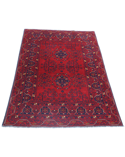 Afghan 3' 0" X 4' 7" Hand Knotted Wool Rug 3' 0" X 4' 7" (91 X 140) / Red / Wool