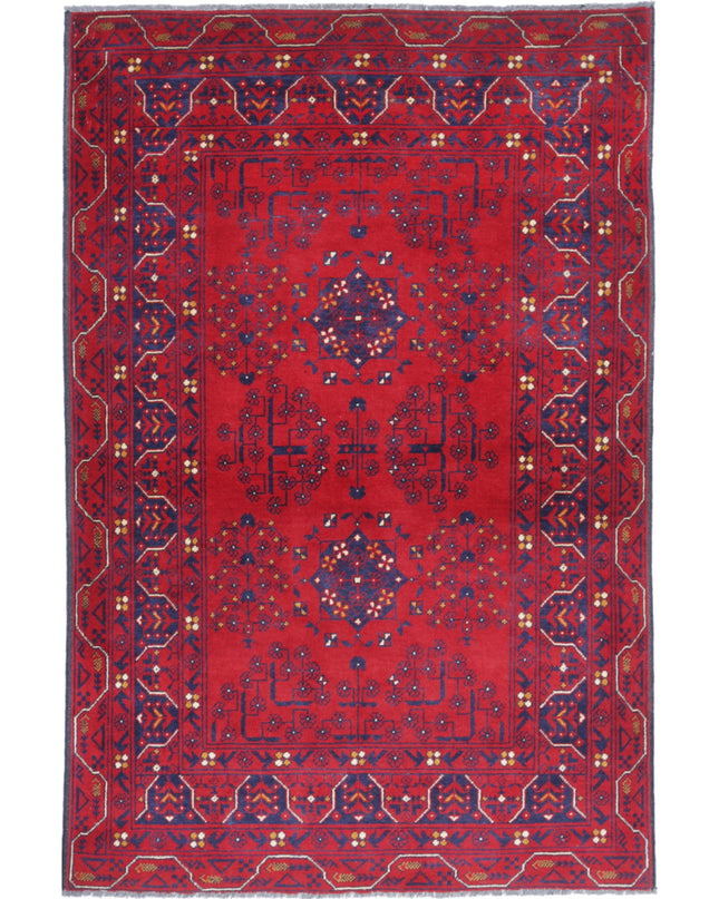 Afghan 3' 0" X 4' 7" Hand Knotted Wool Rug 3' 0" X 4' 7" (91 X 140) / Red / Wool