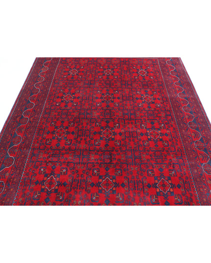 Afghan 6' 8" X 9' 4" Hand Knotted Wool Rug 6' 8" X 9' 4" (203 X 284) / Red / Wool