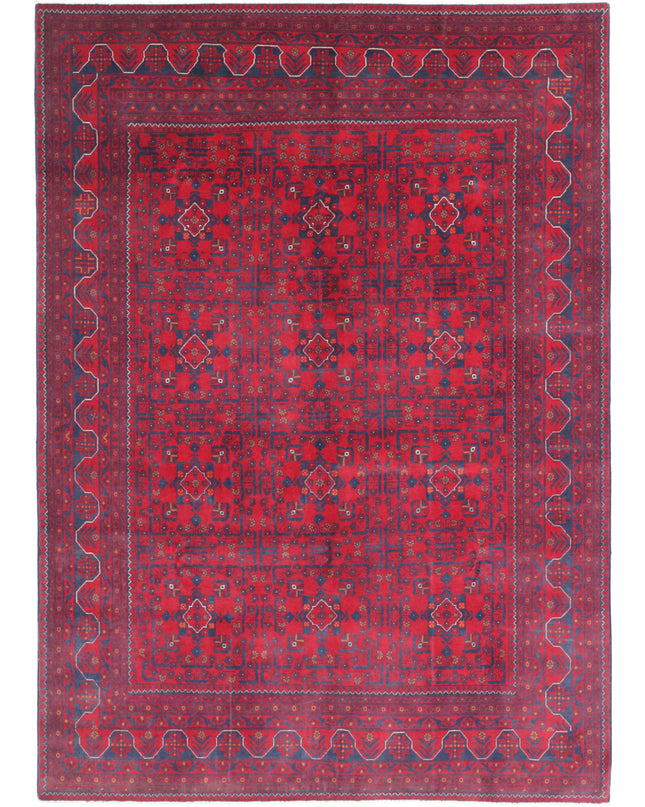 Afghan 6' 8" X 9' 4" Hand Knotted Wool Rug 6' 8" X 9' 4" (203 X 284) / Red / Wool