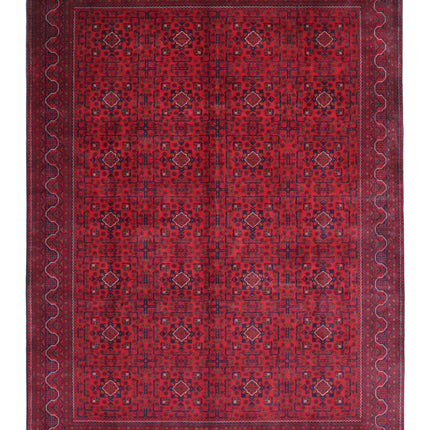 Afghan 8' 4" X 11' 3" Hand Knotted Wool Rug 8' 4" X 11' 3" (254 X 343) / Red / Wool