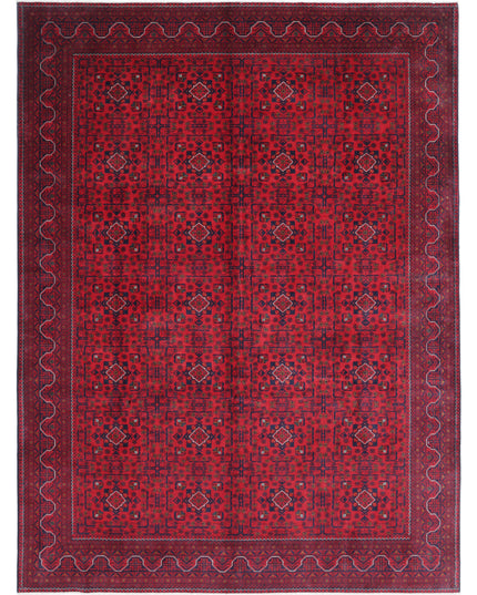 Afghan 8' 4" X 11' 3" Hand Knotted Wool Rug 8' 4" X 11' 3" (254 X 343) / Red / Wool