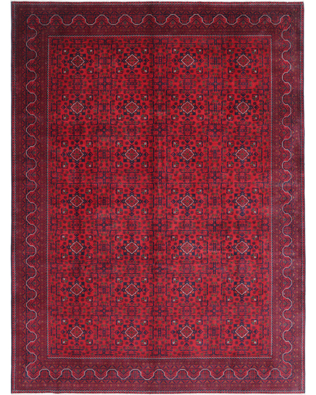 Afghan 8' 4" X 11' 3" Hand Knotted Wool Rug 8' 4" X 11' 3" (254 X 343) / Red / Wool