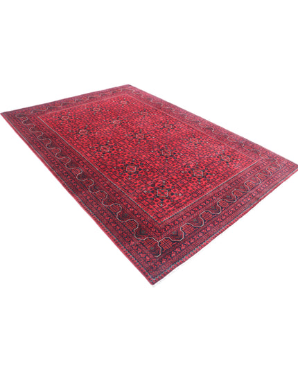 Afghan 6' 6" X 9' 5" Hand Knotted Wool Rug 6' 6" X 9' 5" (198 X 287) / Red / Wool