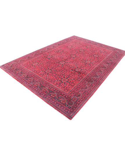 Afghan 6' 6" X 9' 5" Hand Knotted Wool Rug 6' 6" X 9' 5" (198 X 287) / Red / Wool