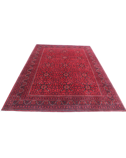 Afghan 6' 6" X 9' 5" Hand Knotted Wool Rug 6' 6" X 9' 5" (198 X 287) / Red / Wool
