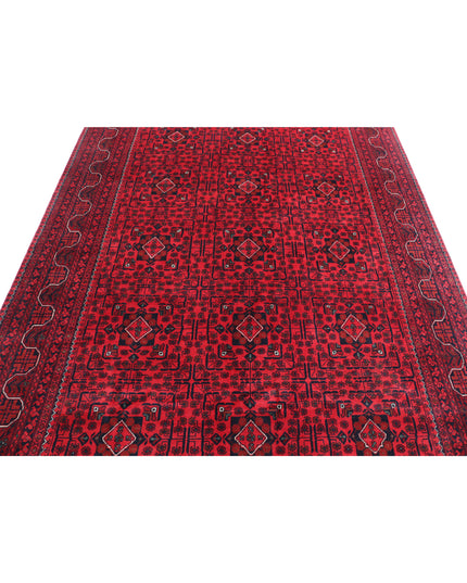 Afghan 6' 6" X 9' 5" Hand Knotted Wool Rug 6' 6" X 9' 5" (198 X 287) / Red / Wool