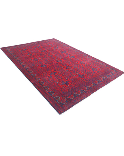 Afghan 6' 7" X 9' 8" Hand Knotted Wool Rug 6' 7" X 9' 8" (201 X 295) / Red / Wool