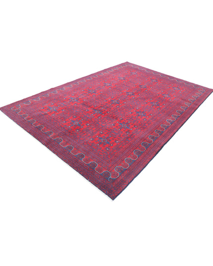 Afghan 6' 7" X 9' 8" Hand Knotted Wool Rug 6' 7" X 9' 8" (201 X 295) / Red / Wool