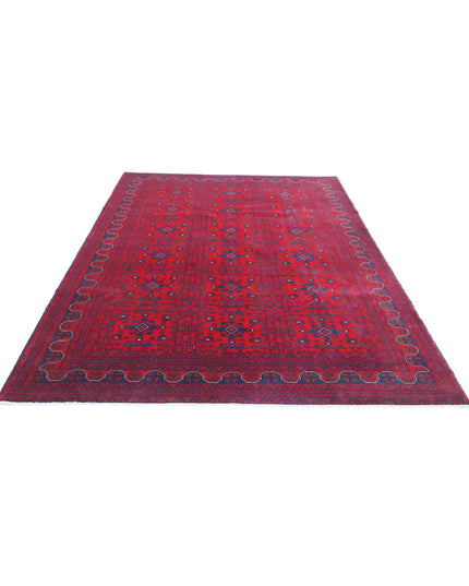 Afghan 6' 7" X 9' 8" Hand Knotted Wool Rug 6' 7" X 9' 8" (201 X 295) / Red / Wool