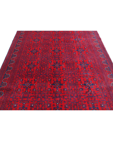 Afghan 6' 7" X 9' 8" Hand Knotted Wool Rug 6' 7" X 9' 8" (201 X 295) / Red / Wool