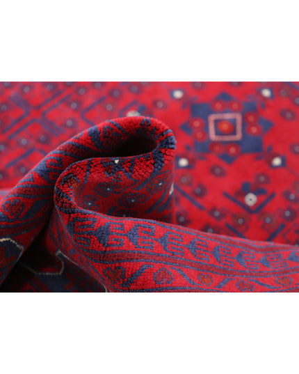 Afghan 6' 7" X 9' 8" Hand Knotted Wool Rug 6' 7" X 9' 8" (201 X 295) / Red / Wool