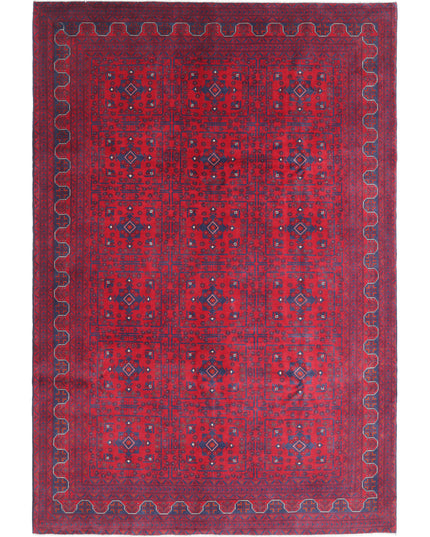 Afghan 6' 7" X 9' 8" Hand Knotted Wool Rug 6' 7" X 9' 8" (201 X 295) / Red / Wool