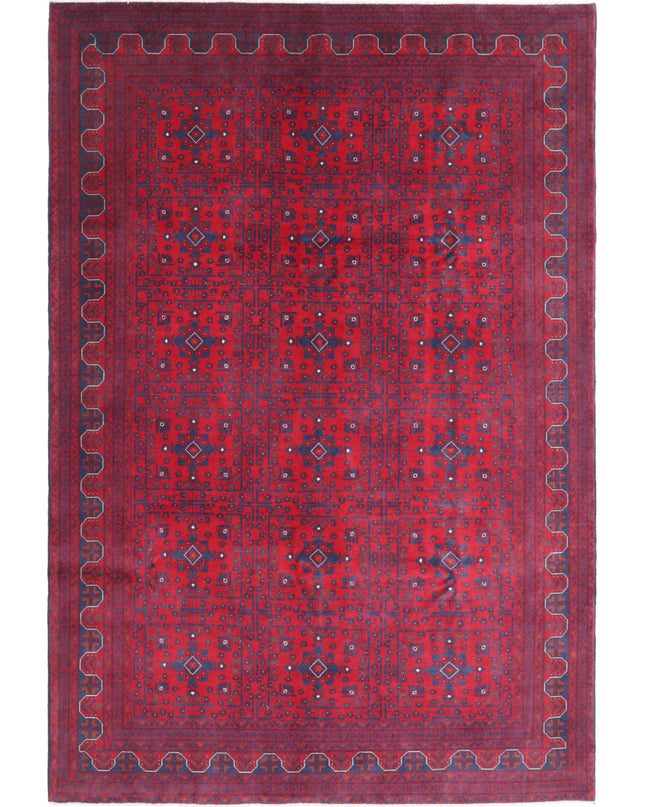 Afghan 6' 7" X 9' 8" Hand Knotted Wool Rug 6' 7" X 9' 8" (201 X 295) / Red / Wool